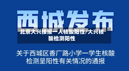 北京大兴接报一人核酸阳性/大兴核酸检测阳性