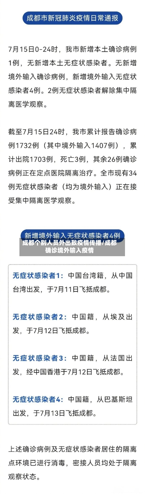 成都个别人员外出致疫情传播/成都确诊境外输入疫情