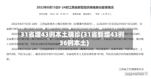 31省增43例本土确诊(31省新增43例36例本土)
