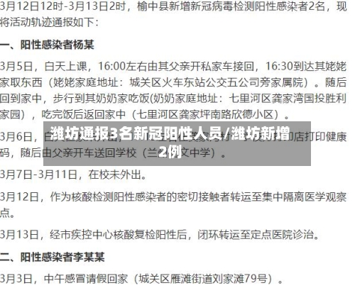 潍坊通报3名新冠阳性人员/潍坊新增2例