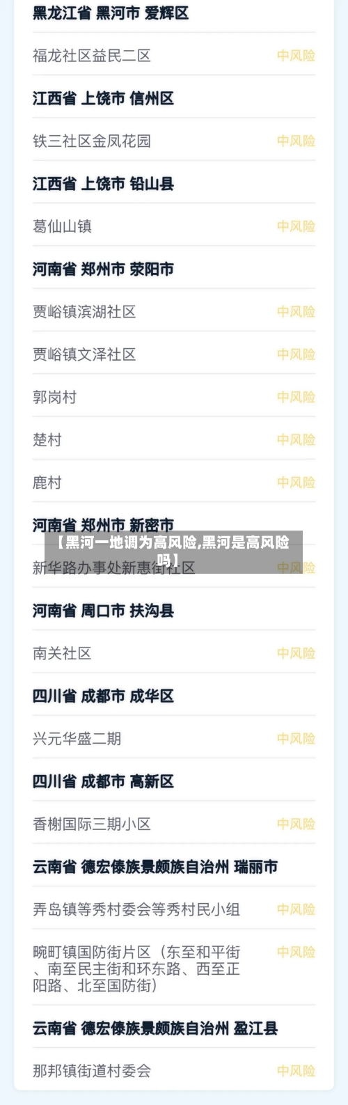 【黑河一地调为高风险,黑河是高风险吗】-第3张图片