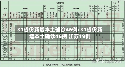 31省份新增本土确诊46例/31省份新增本土确诊46例 江苏19例