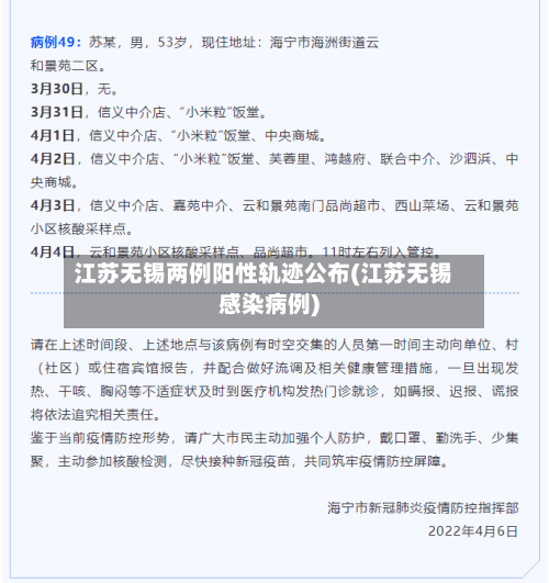 江苏无锡两例阳性轨迹公布(江苏无锡感染病例)-第2张图片