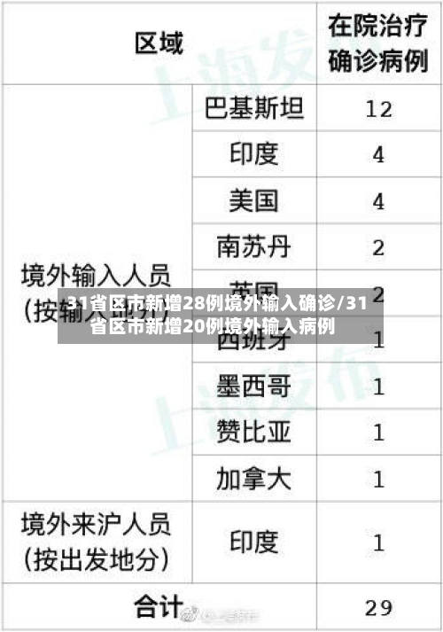 31省区市新增28例境外输入确诊/31省区市新增20例境外输入病例-第2张图片