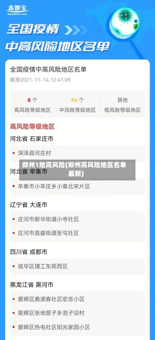 郑州1地高风险(郑州高风险地区名单最新)
