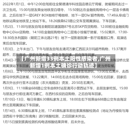 【广州新增33例本土阳性感染者,广州新增1例本土确诊行动轨迹】