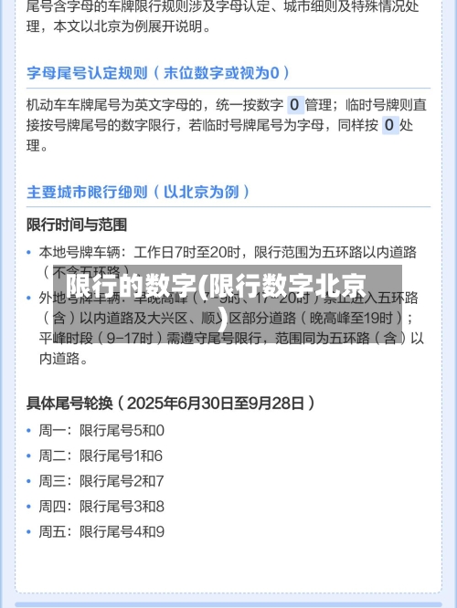 限行的数字(限行数字北京)