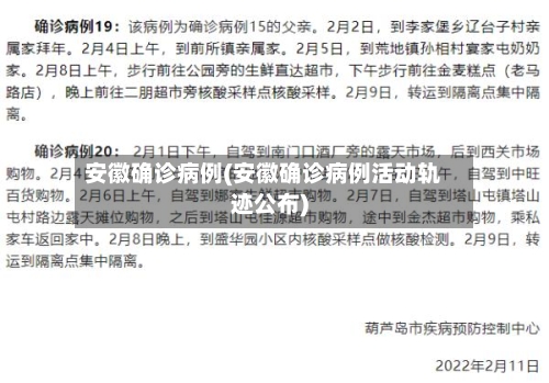 安徽确诊病例(安徽确诊病例活动轨迹公布)