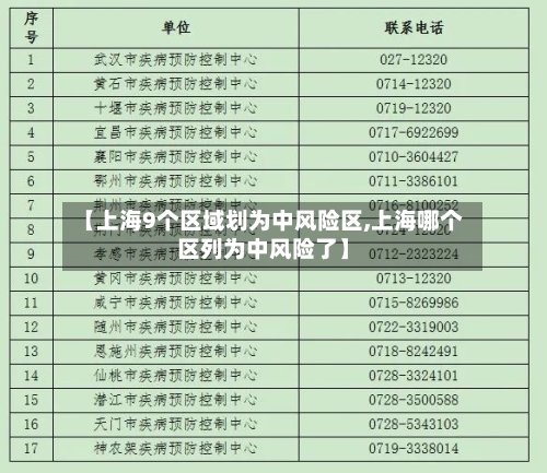 【上海9个区域划为中风险区,上海哪个区列为中风险了】