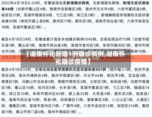 【湖南怀化新增1例确诊病例,湖南怀化确诊疫情】