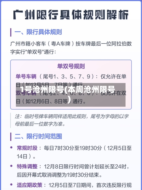 1号沧州限号(本周沧州限号)