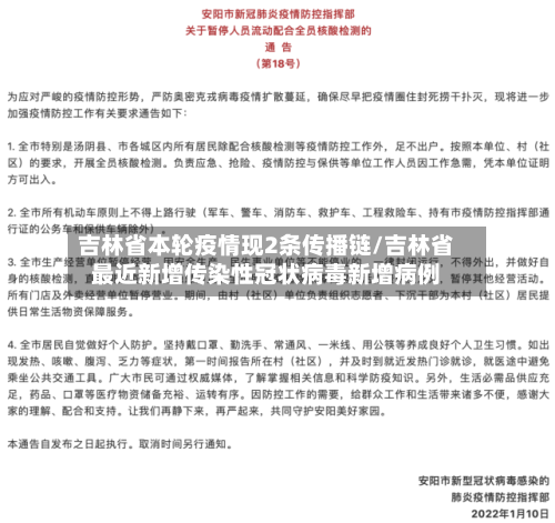 吉林省本轮疫情现2条传播链/吉林省最近新增传染性冠状病毒新增病例