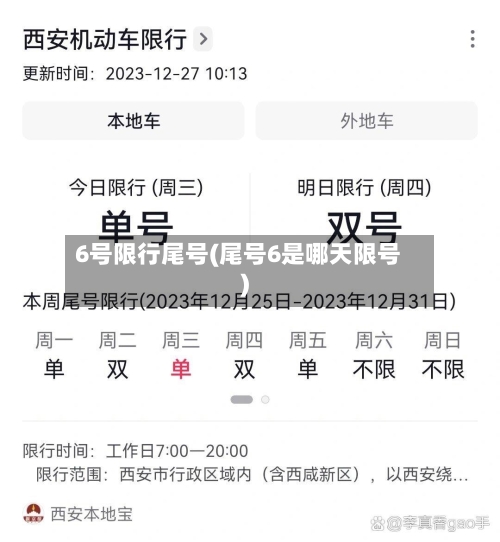 6号限行尾号(尾号6是哪天限号)