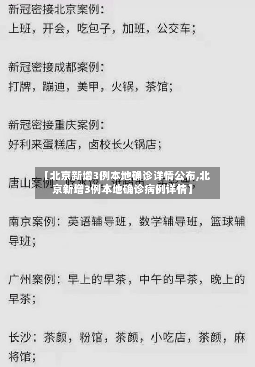 【北京新增3例本地确诊详情公布,北京新增3例本地确诊病例详情】