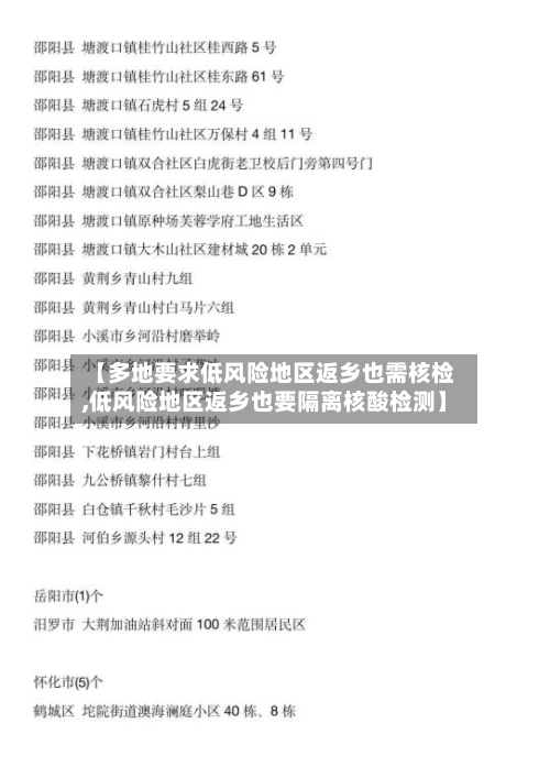【多地要求低风险地区返乡也需核检,低风险地区返乡也要隔离核酸检测】-第3张图片