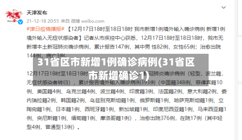 31省区市新增1例确诊病例(31省区市新增确诊1)