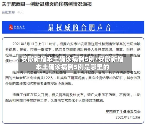安徽新增本土确诊病例5例/安徽新增本土确诊病例5例是哪里的