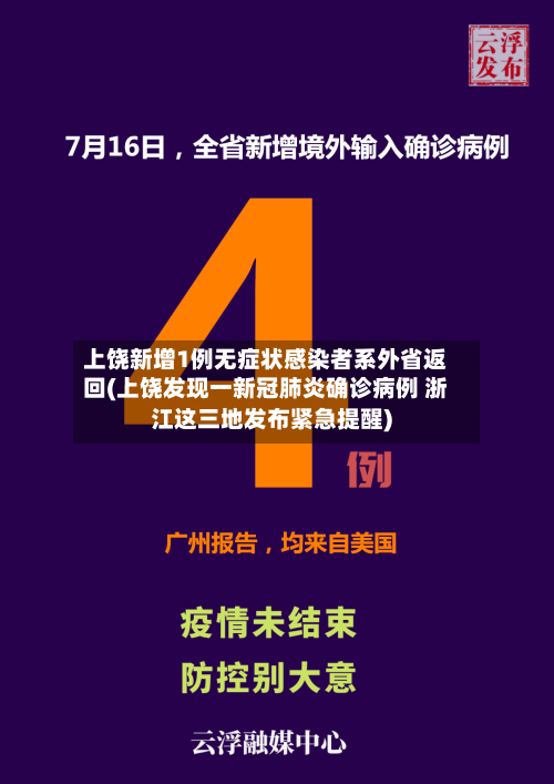 上饶新增1例无症状感染者系外省返回(上饶发现一新冠肺炎确诊病例 浙江这三地发布紧急提醒)