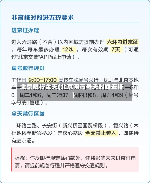 北京限行全天(北京限行每天时间安排)