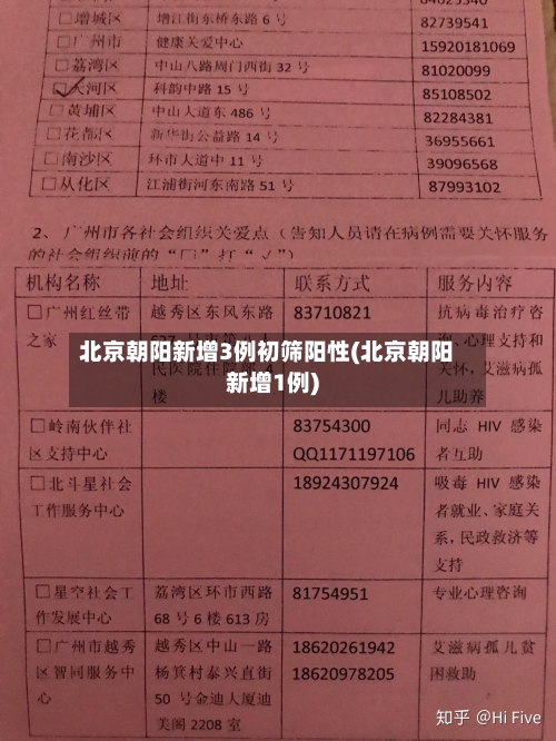 北京朝阳新增3例初筛阳性(北京朝阳新增1例)