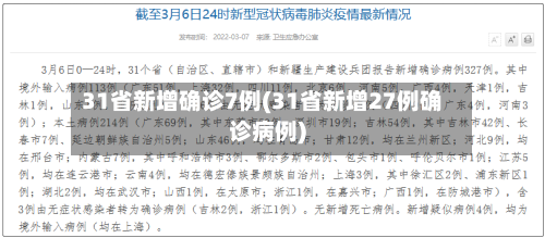 31省新增确诊7例(31省新增27例确诊病例)-第2张图片
