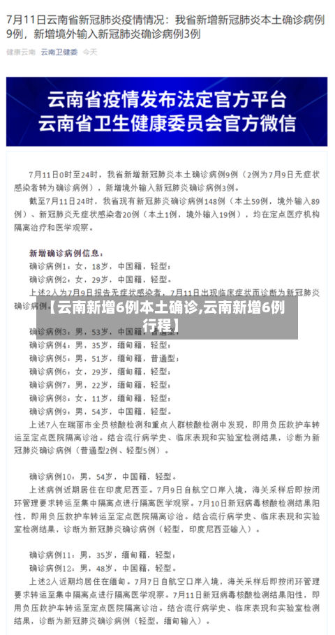 【云南新增6例本土确诊,云南新增6例行程】-第2张图片