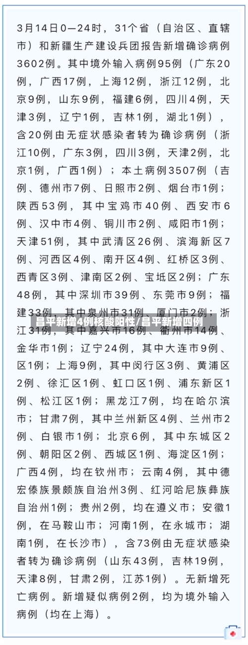 昌平新增4例核酸阳性/昌平新增四例