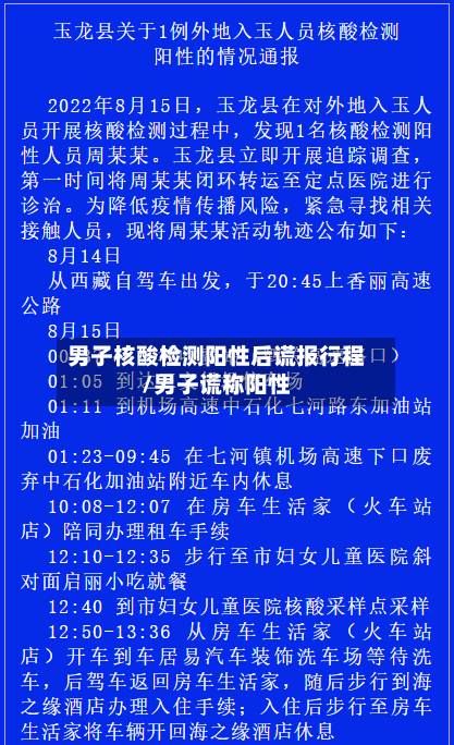 男子核酸检测阳性后谎报行程/男子谎称阳性