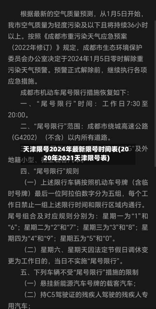 天津限号2024年最新限号时间表(2020年2021天津限号表)-第3张图片