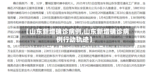 【山东新增确诊病例,山东新增确诊病例行动轨迹】