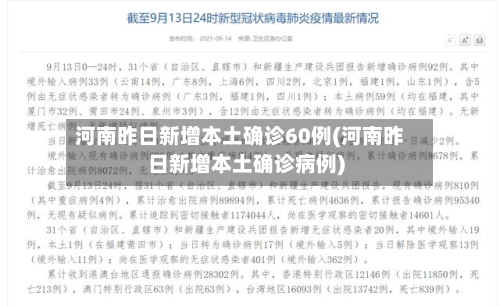 河南昨日新增本土确诊60例(河南昨日新增本土确诊病例)
