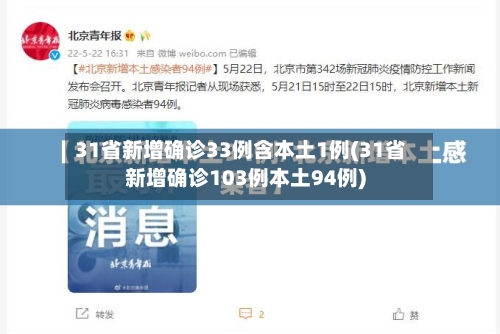 31省新增确诊33例含本土1例(31省新增确诊103例本土94例)