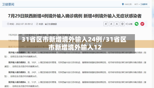 31省区市新增境外输入24例/31省区市新增境外输入12