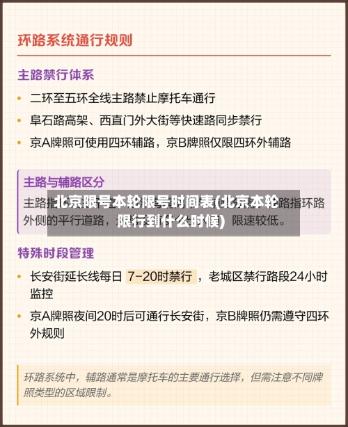 北京限号本轮限号时间表(北京本轮限行到什么时候)