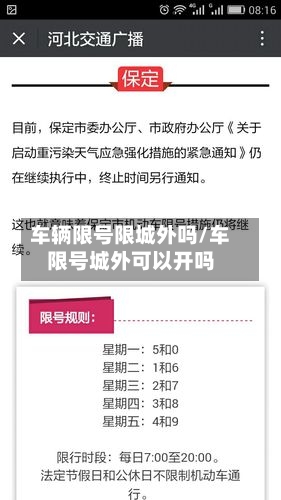 车辆限号限城外吗/车限号城外可以开吗-第3张图片
