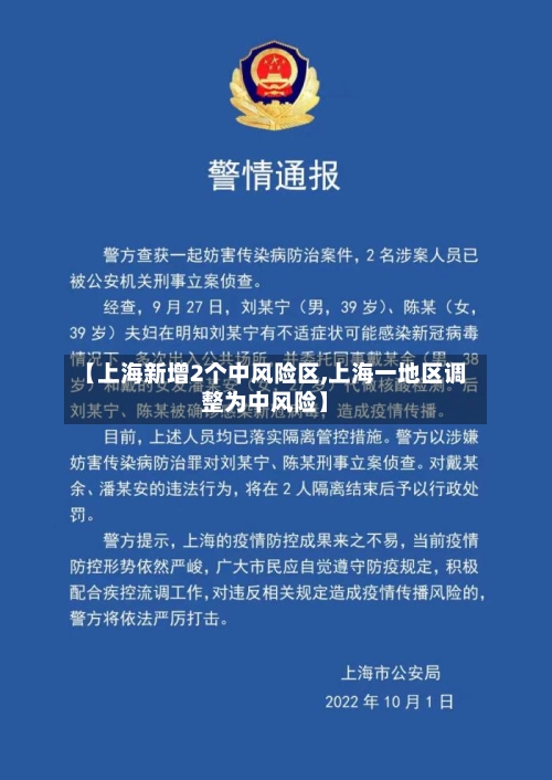 【上海新增2个中风险区,上海一地区调整为中风险】