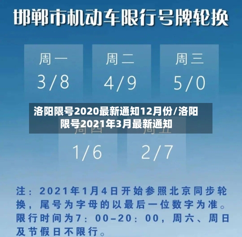 洛阳限号2020最新通知12月份/洛阳限号2021年3月最新通知
