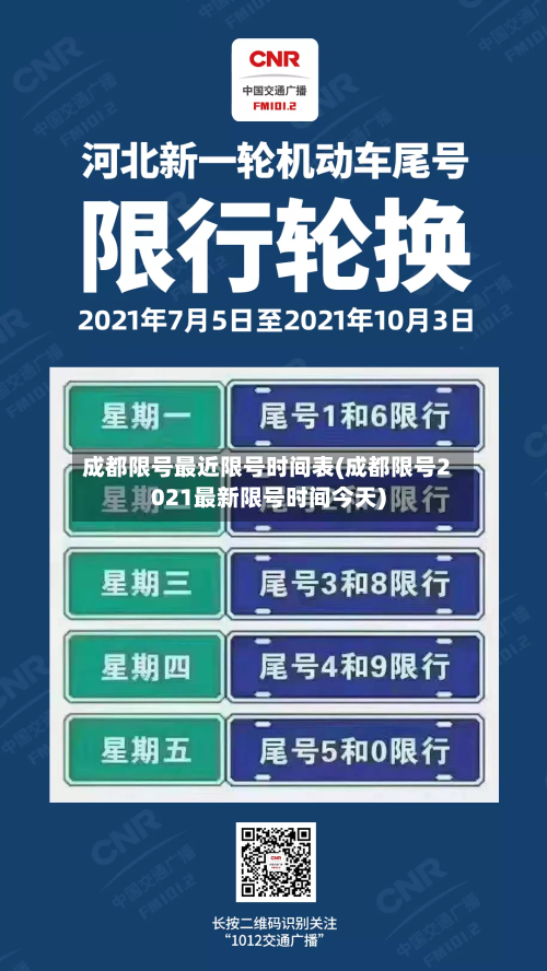 成都限号最近限号时间表(成都限号2021最新限号时间今天)
