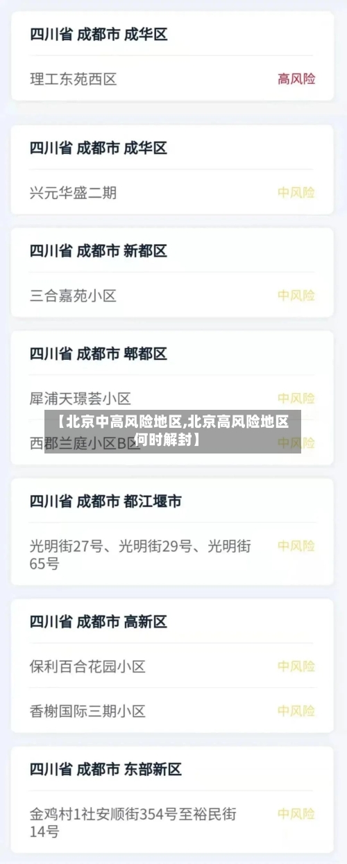 【北京中高风险地区,北京高风险地区何时解封】