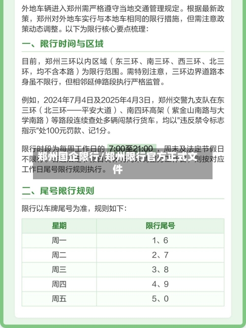 郑州国企限行/郑州限行官方正式文件