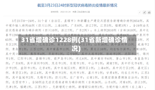 31省增确诊1228例(31省新增确诊情况)