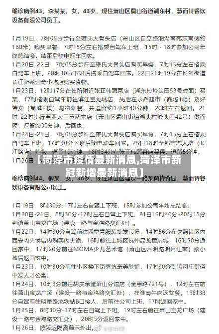 【菏泽市疫情最新消息,菏泽市新冠新增最新消息】