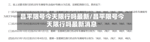 昌平限号今天限行吗最新/昌平限号今天限行吗最新消息