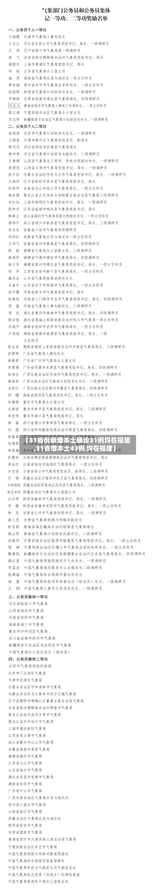 【31省份新增本土确诊31例均在福建,31省增本土43例 均在福建】-第2张图片