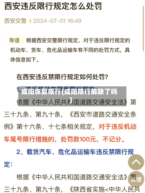 咸阳恢复限行(咸阳限行解除了吗)-第2张图片