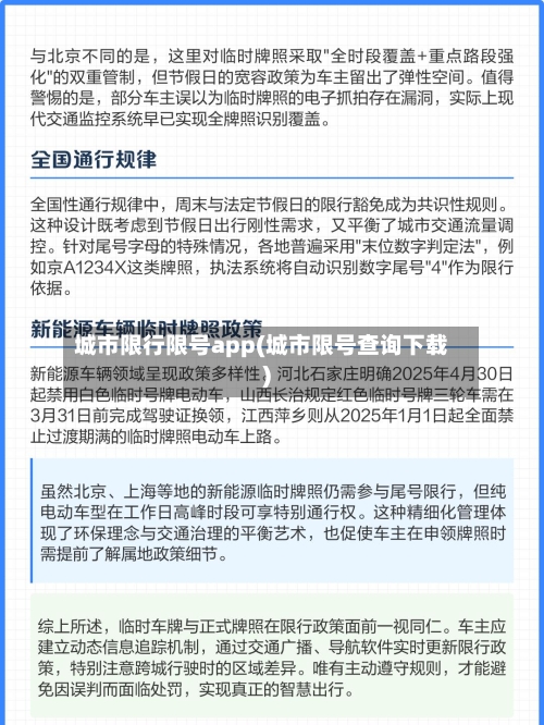城市限行限号app(城市限号查询下载)