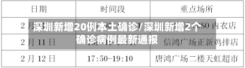 深圳新增20例本土确诊/深圳新增2个确诊病例最新通报