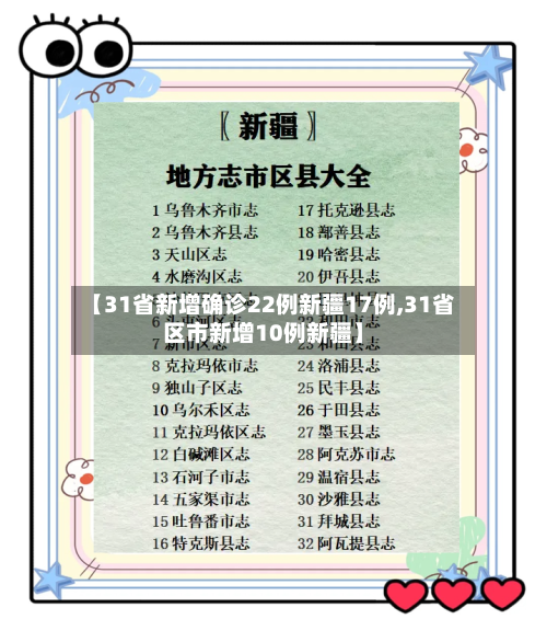 【31省新增确诊22例新疆17例,31省区市新增10例新疆】