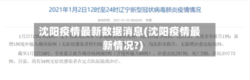 沈阳疫情最新数据消息(沈阳疫情最新情况?)