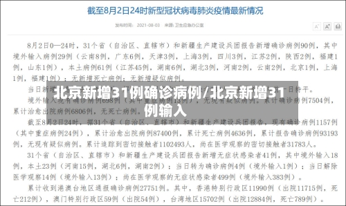 北京新增31例确诊病例/北京新增31例输入